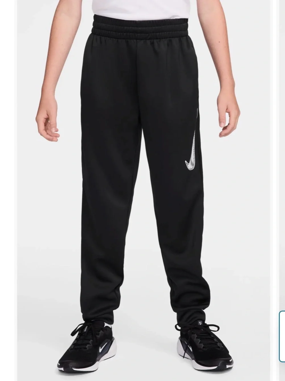 Nike Kids Black Jogger Sweatpants with Silver Swoosh